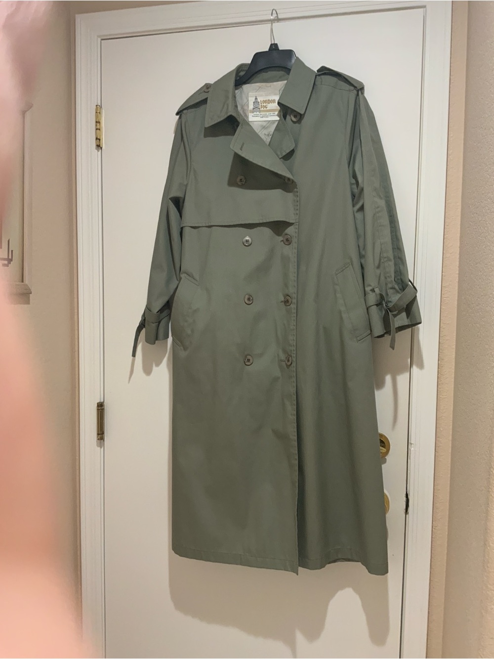 London Fog Olive Green Double-Breasted Trench Coat